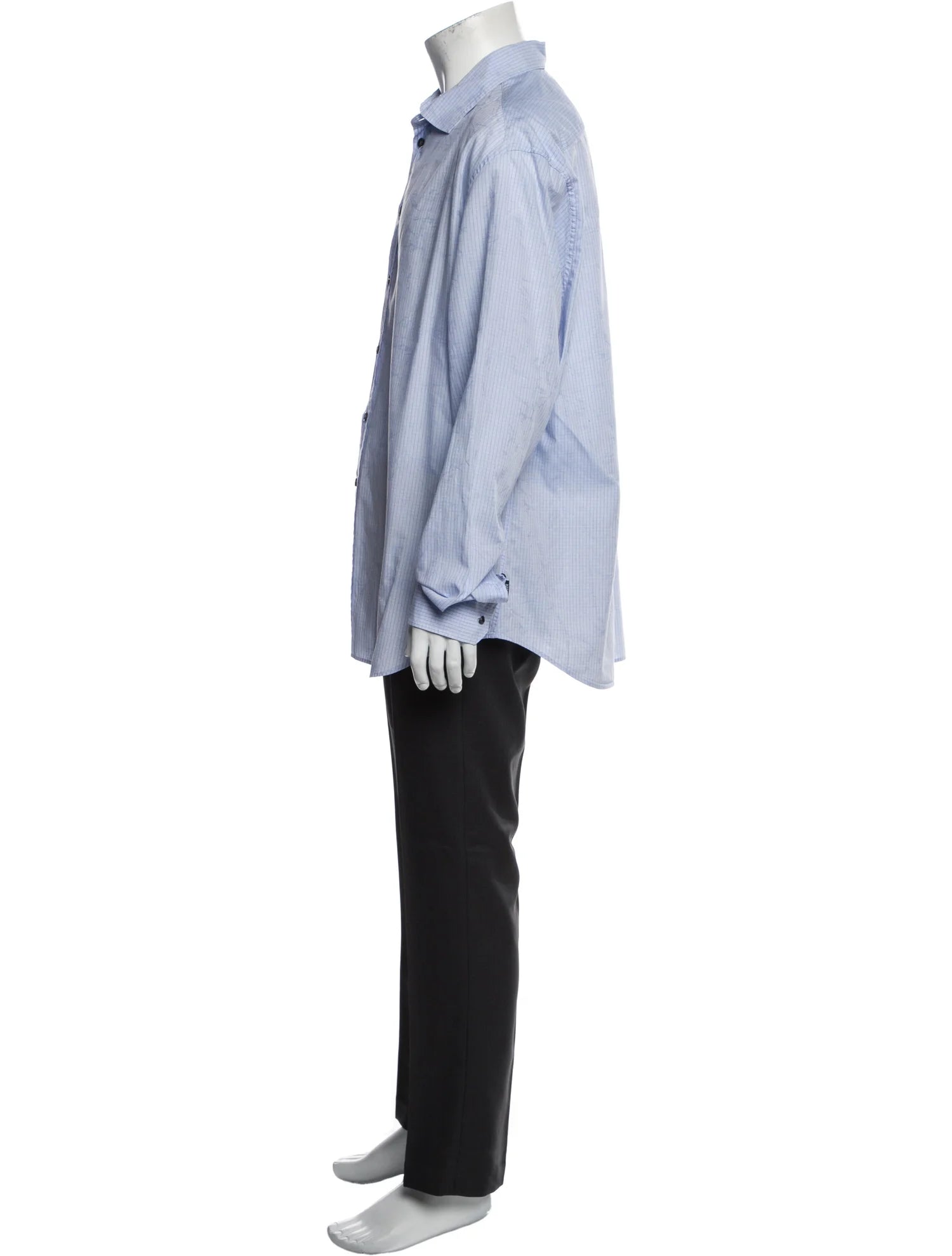 The RealReal,Armani Collezioni, Armani Collezioni Light Blue Grid Print Long Sleeve Button Up Shirt, Blue, Extra Large-50-TagXXL