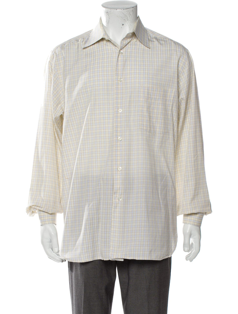 Billy Reid Yellow Plaid Print Button Up Shirt