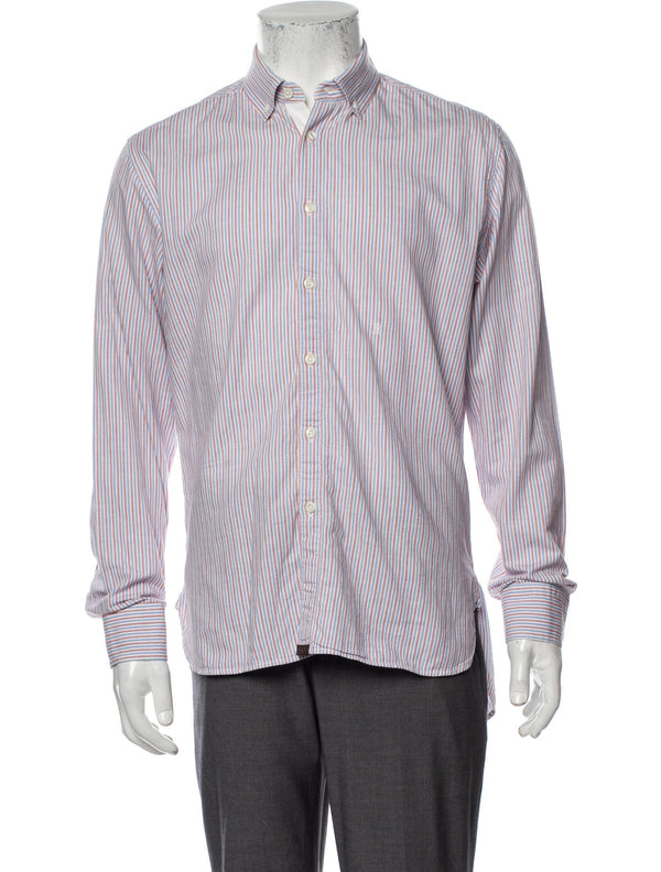 Billy Reid Blue Striped Button Up Shirt