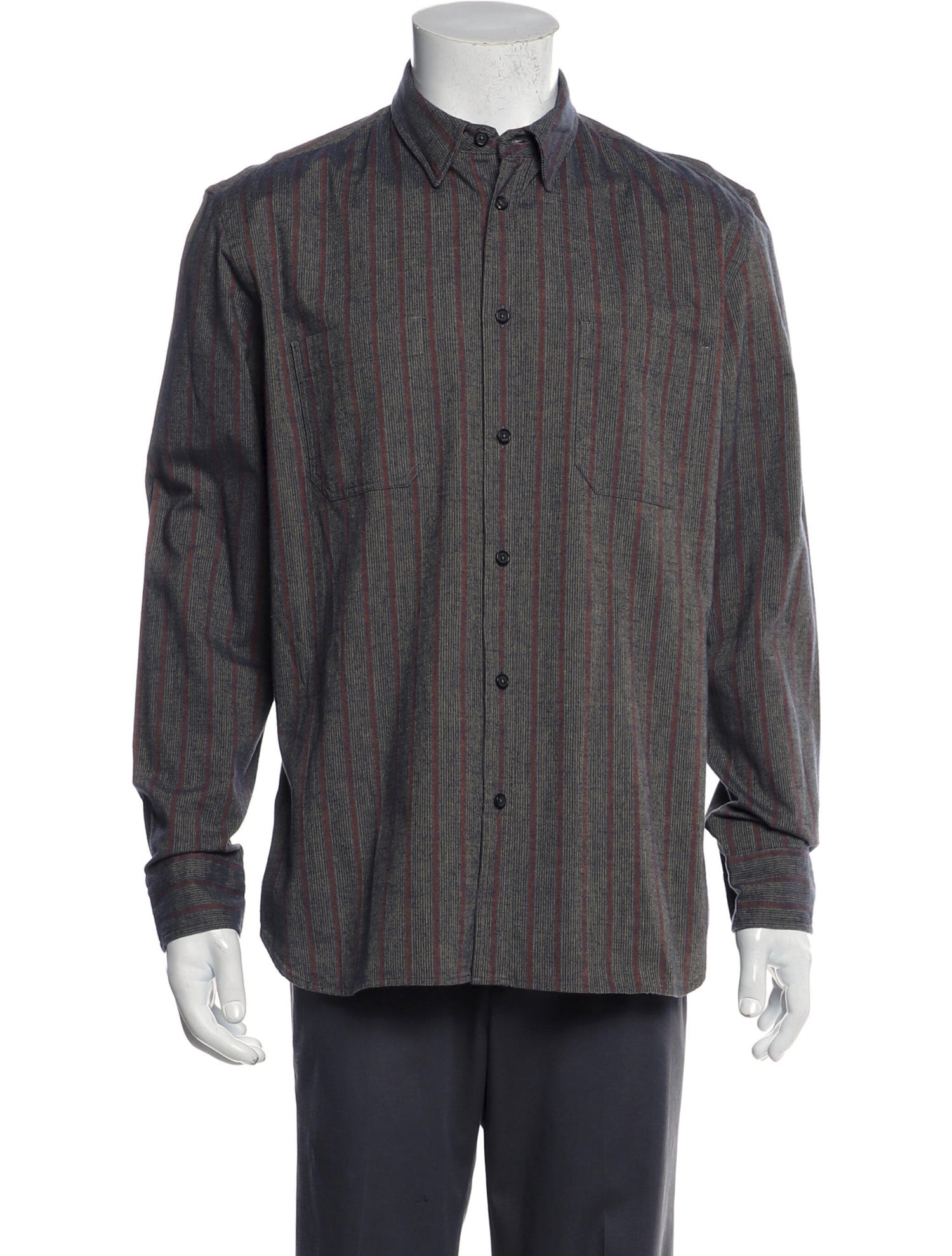 The RealReal, Billy Reid Grey Striped Button Up Shirt, Grey, Medium-44-TagM