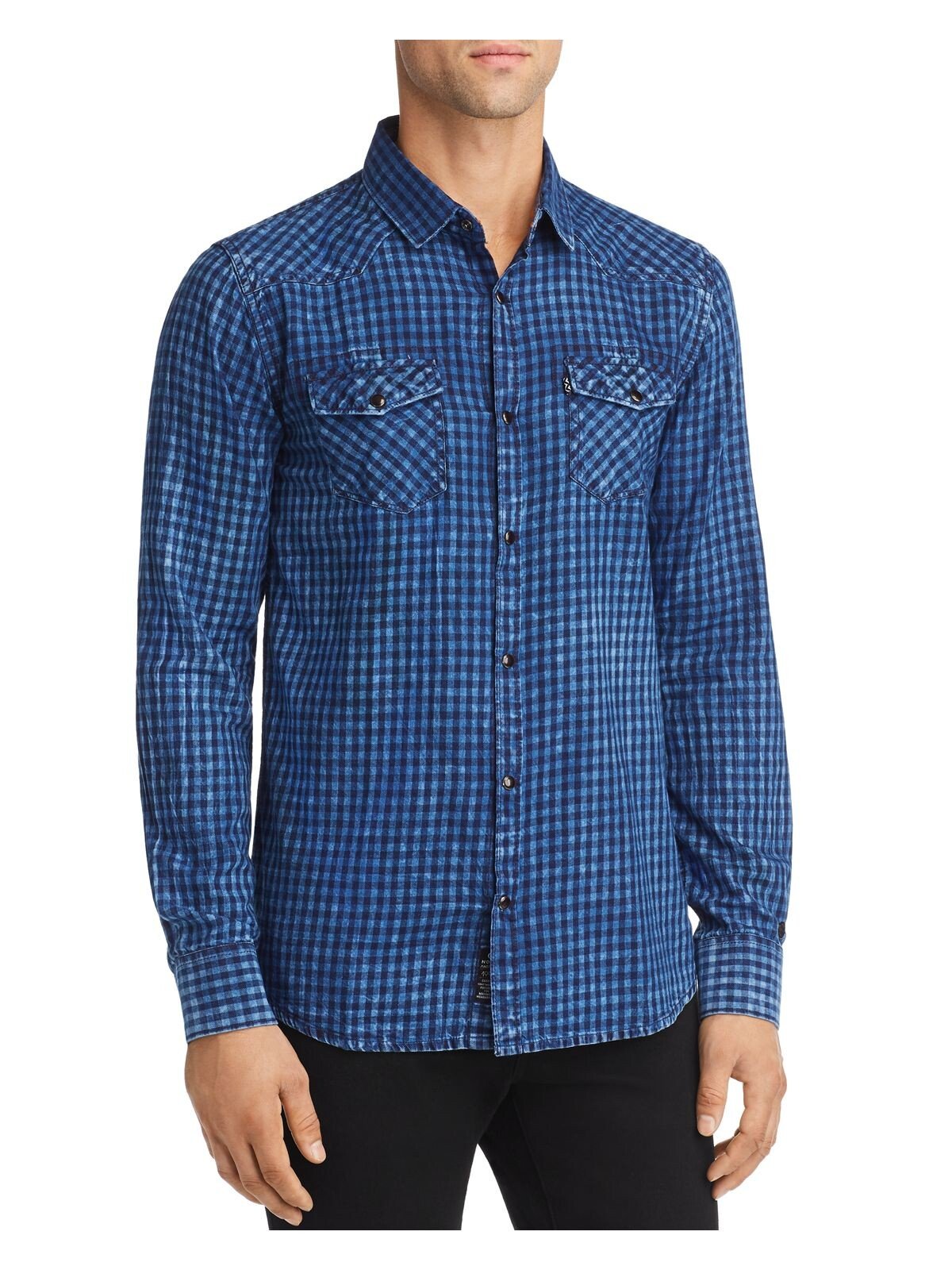 Bobbi+Bricka, Noize Blue Gingham Button-up Shirt, Blue, Medium-42-TagM