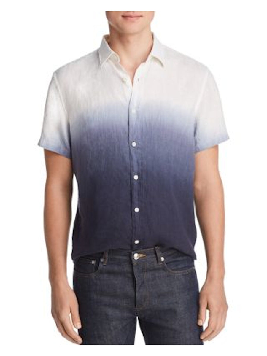 Bobbi + Bricka,The Mens Store, The Mens Store Blue Ombre Short Sleeve Button Up Shirt, Blue, Medium-44-TagM