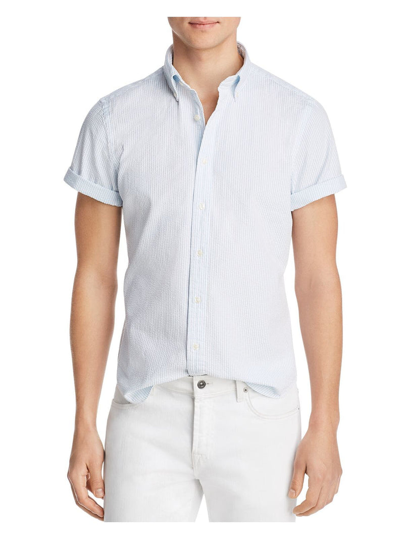The Mens Store Light Blue Pinstripe Button Down Cotton Shirt