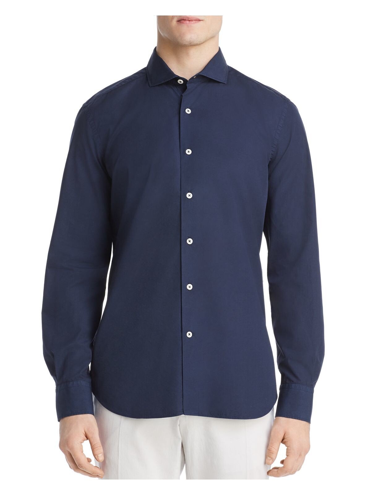 Bobbi + Bricka,Dylan Gray, Dylan Gray Navy Solid Button-up Shirt, Blue, Small-41-TagS
