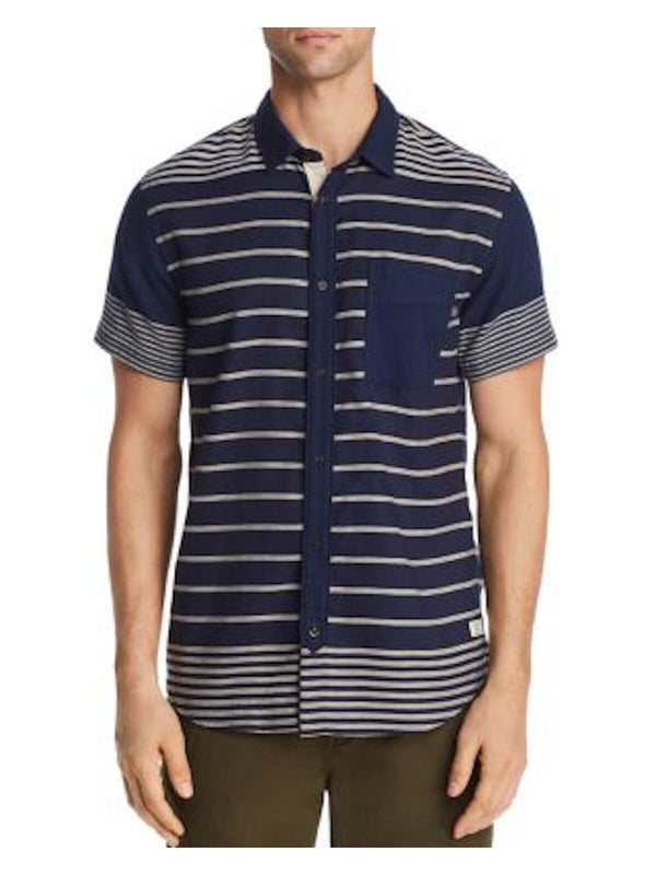 Scotch & Soda Navy Striped Shortsleeve Button-up Shirt