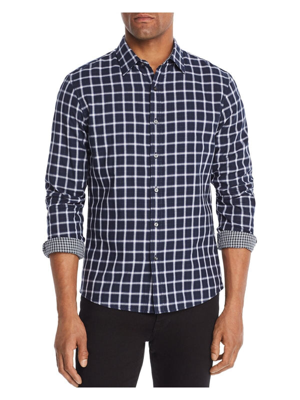 Michael Kors Navy Plaid Slim Fit Button-up Shirt