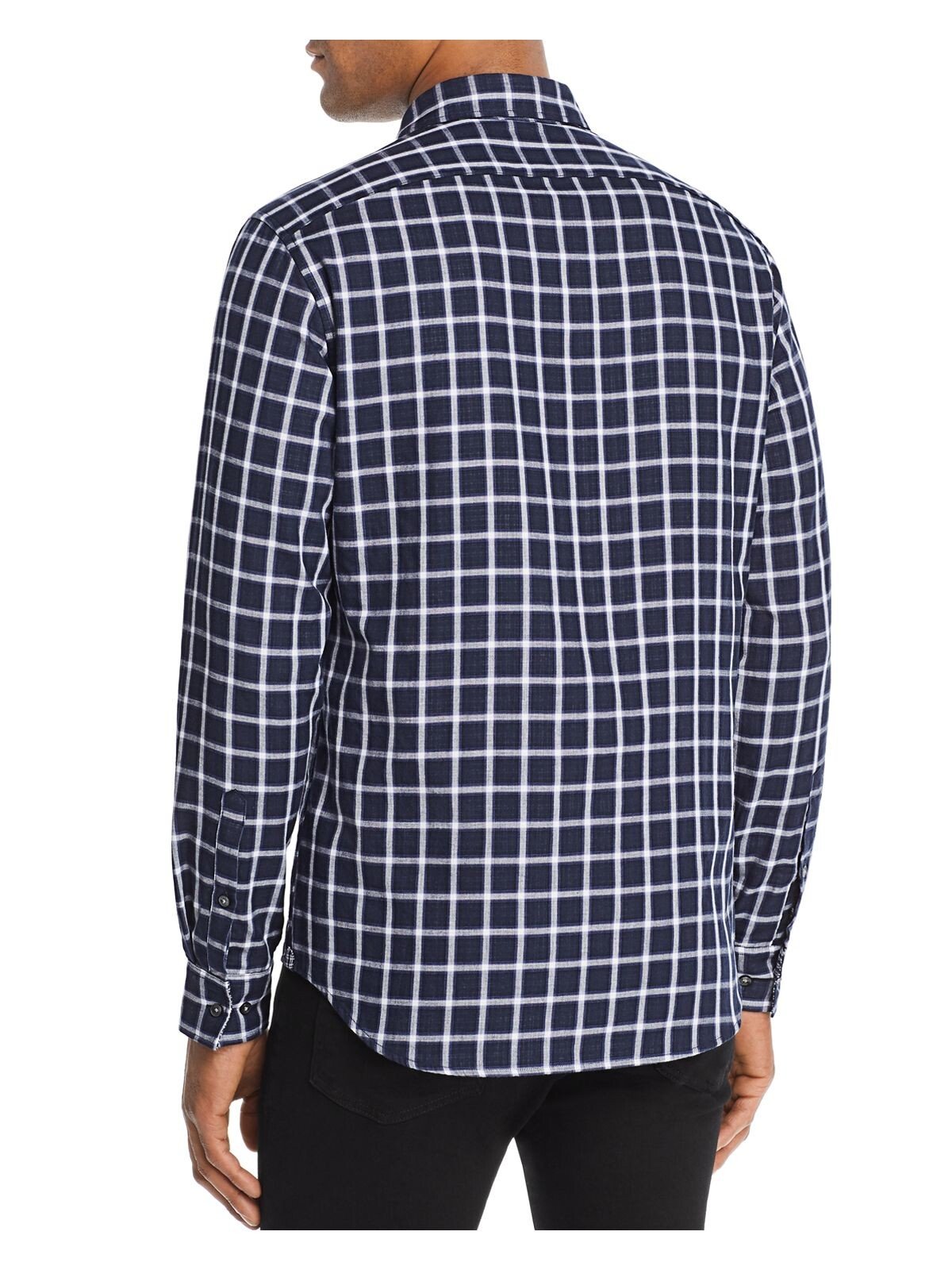 Bobbi + Bricka,Michael Kors, Michael Kors Navy Plaid Slim Fit Button-up Shirt, Blue, Medium-42-TagM