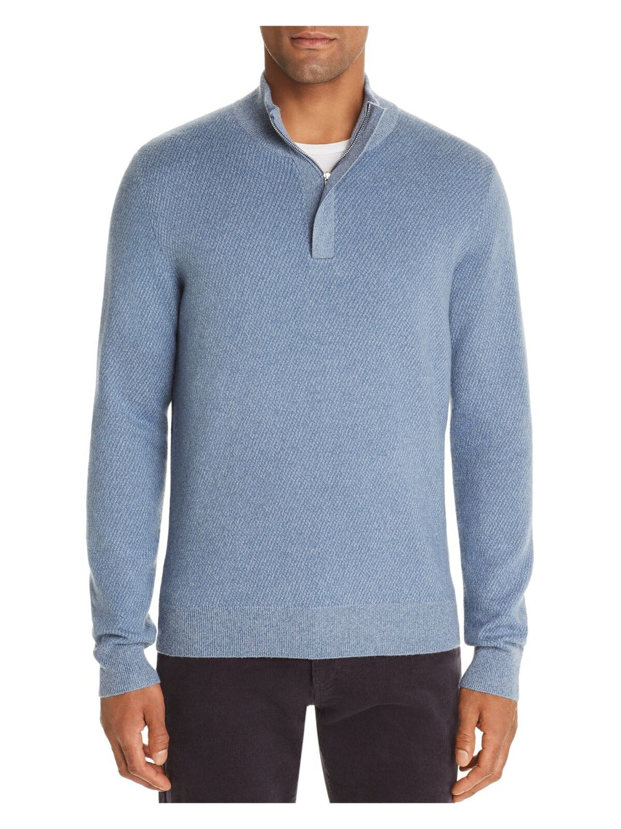 Bobbi + Bricka,The Mens Store, The Mens Store Light Blue Quarter Zip Wool Pullover Sweater, Blue, Small-40-TagS