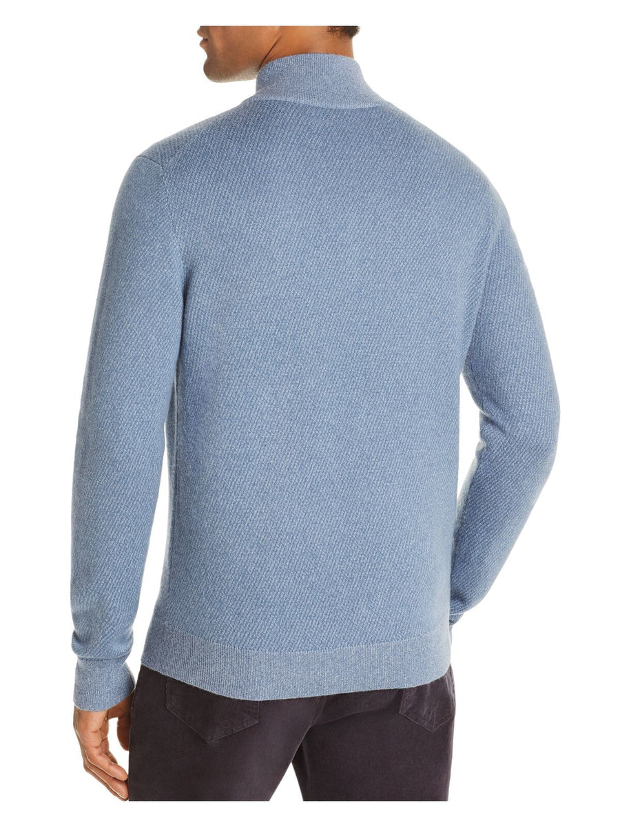 Bobbi + Bricka,The Mens Store, The Mens Store Light Blue Quarter Zip Wool Pullover Sweater, Blue, Small-40-TagS