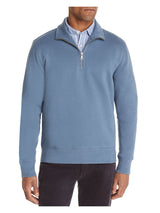 The Mens Store Blue Long Sleeve Quarter-Zip Fleece Sweater