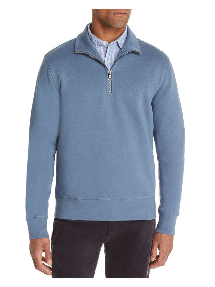 Bobbi + Bricka,The Mens Store, The Mens Store Blue Long Sleeve Quarter-Zip Fleece Sweater, Blue, Medium-42-TagM