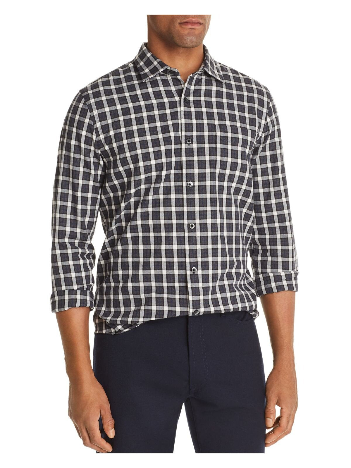 Bobbi+Bricka, The Mens store Grey Plaid Button-up Shirt, Grey, Medium-42-TagM