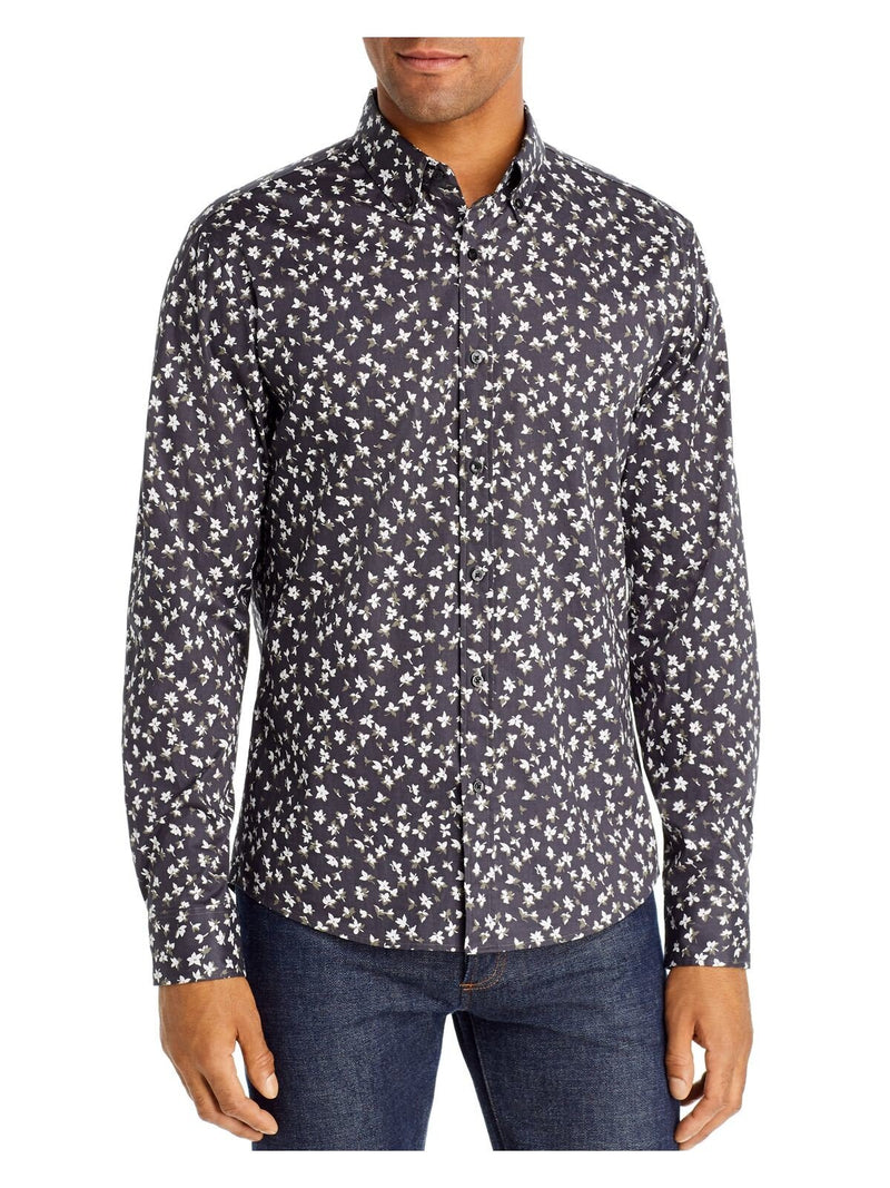Michael Kors Green Floral Slim Fit Button-Up Shirt