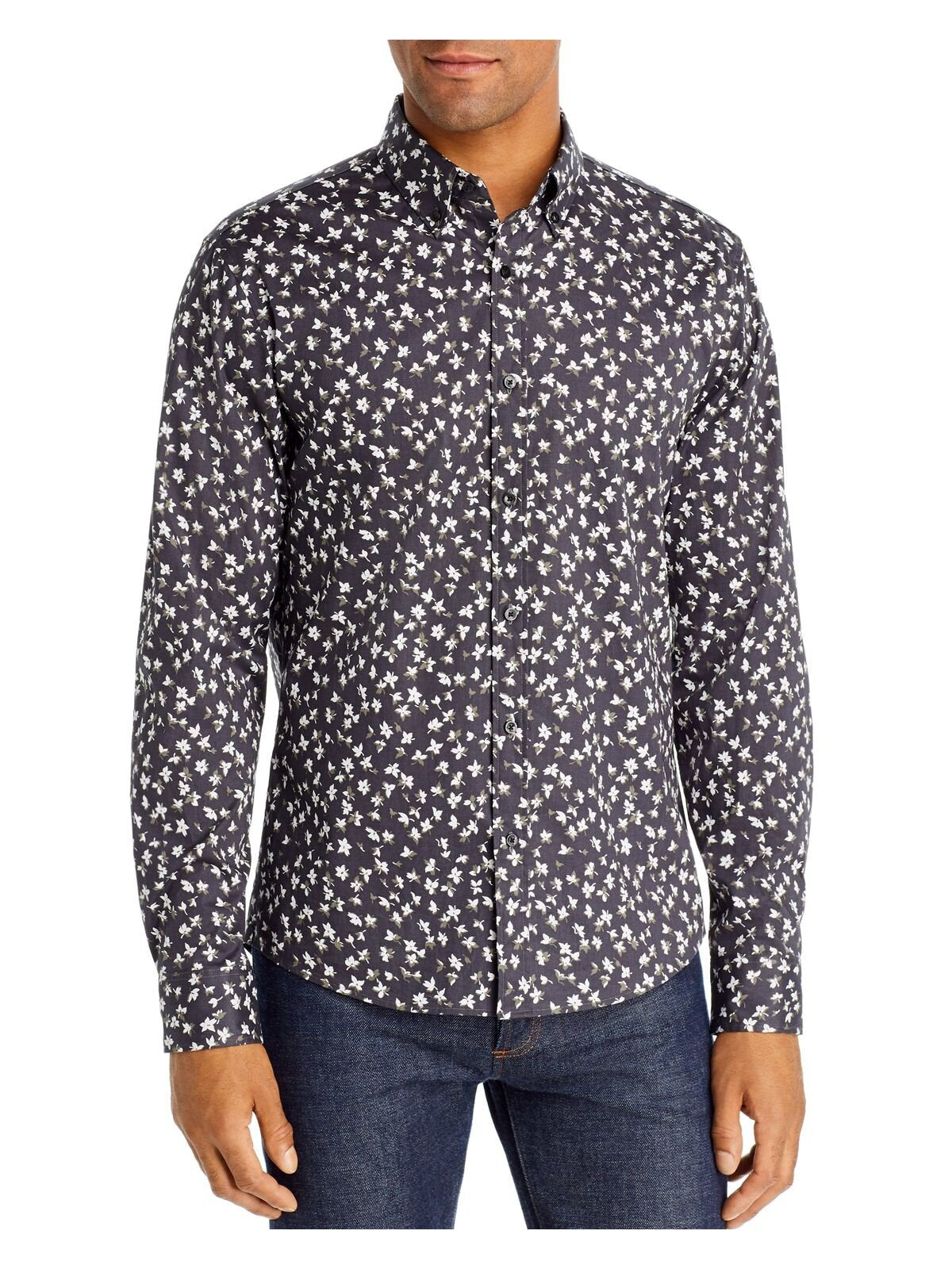 Bobbi + Bricka,Michael Kors, Michael Kors Green Floral Slim Fit Button-Up Shirt, Green, Small-41-TagS