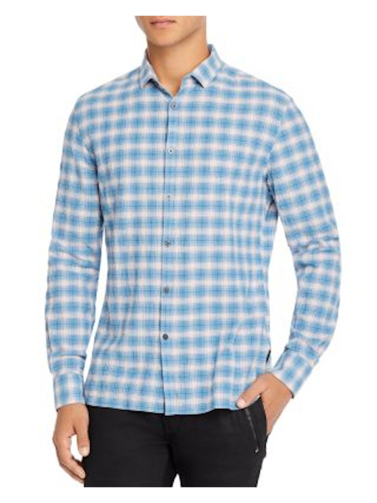 Bobbi+Bricka, John Varvatos Blue Check Button-up Shirt, Blue, Medium-42-TagM