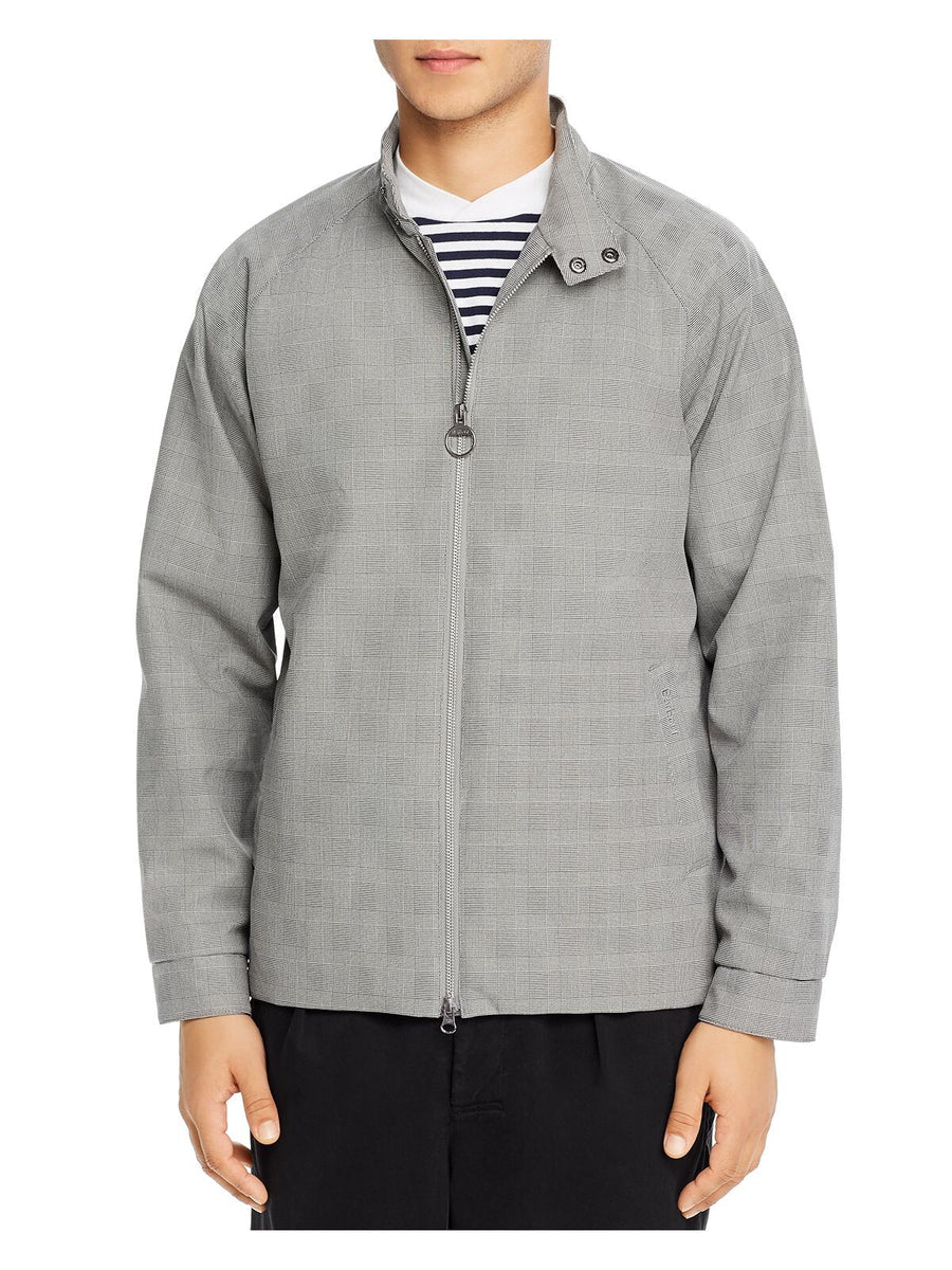 Bobbi + Bricka, BARBOUR Grey Houndstooth Zip Up Jacket, Grey, Large-48-TagL