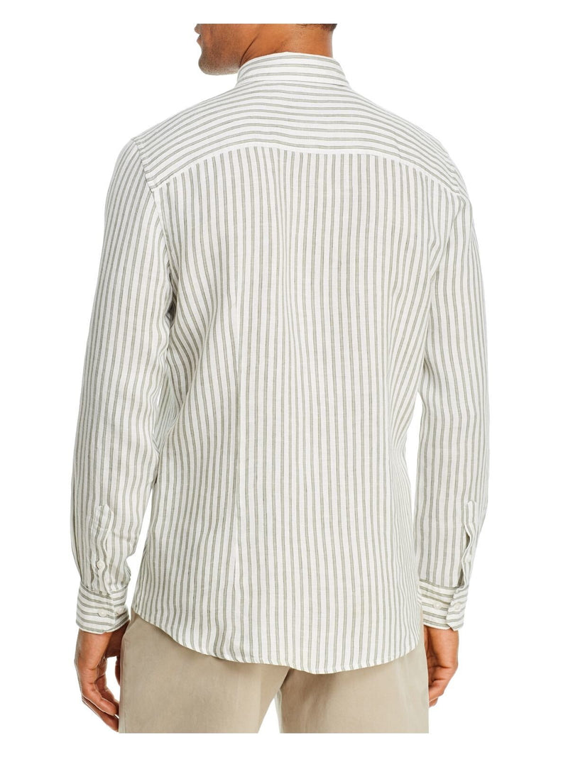The Mens Store Green Striped Linen Button-Up Shirt
