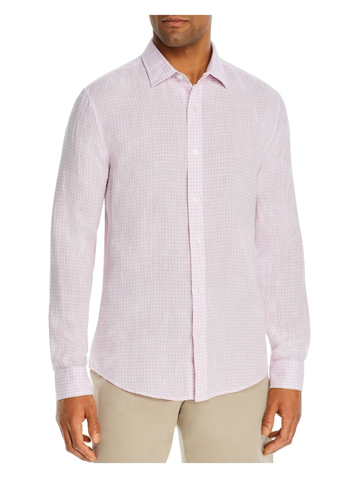 Bobbi + Bricka, The Mens Store Pink Check Button-up Shirt, Pink, Medium-42-TagM