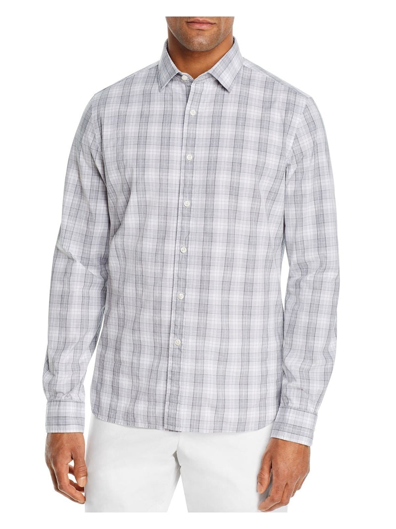 The Mens store Light Grey Windowpane Plaid Button-up Shirt