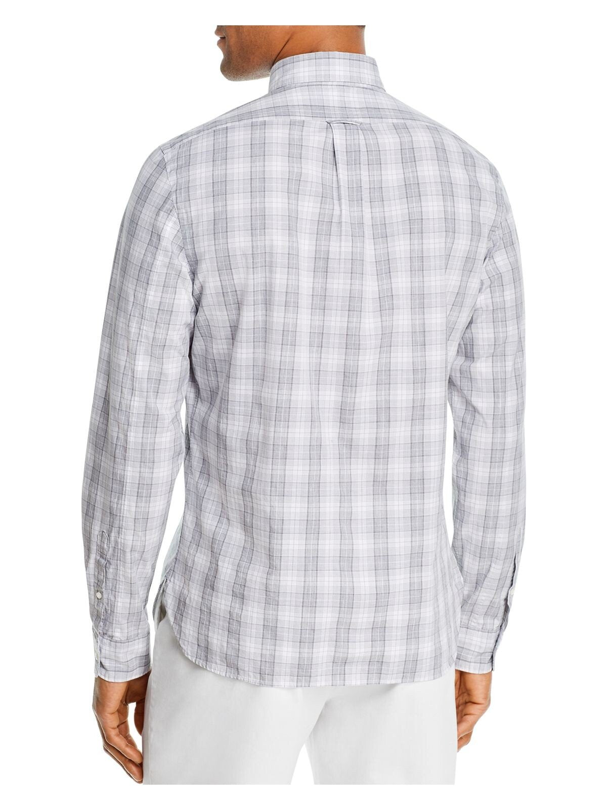Bobbi + Bricka,The Mens Store, The Mens store Light Grey Windowpane Plaid Button-up Shirt, Grey, Medium-42-TagM