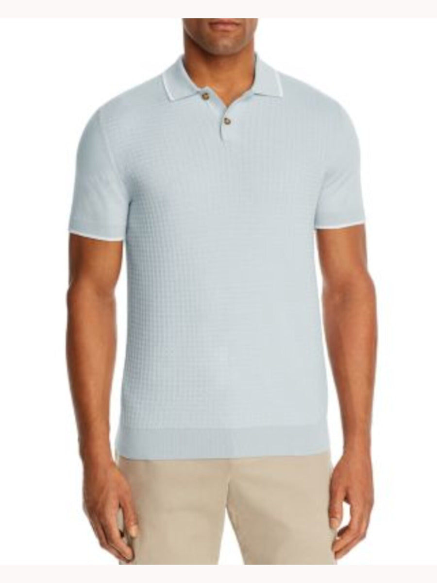 Bobbi + Bricka,The Mens Store, The Mens Store Light Blue Polo With White Trim Collar Details, Blue, Large-Chest-TagL