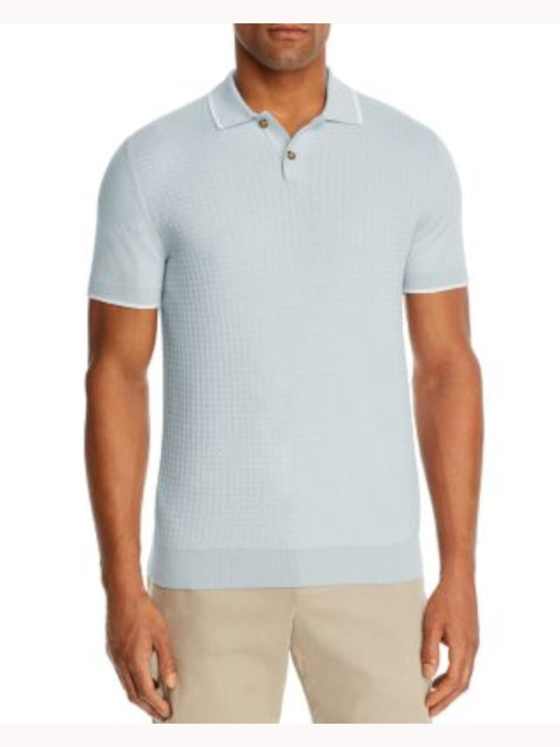 The Mens Store Light Blue Polo With White Trim Collar Details