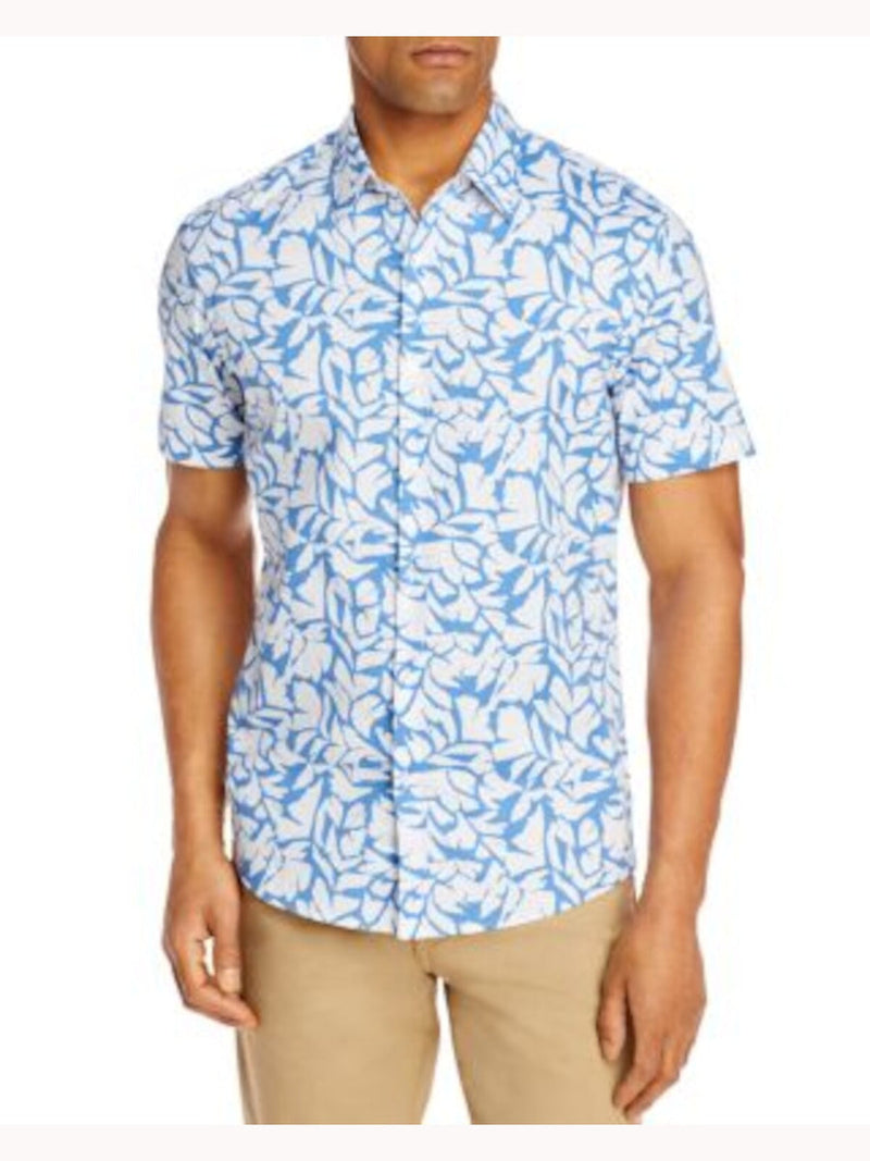 Michael Kors Blue Tropical Short Sleeve Button Up Shirt