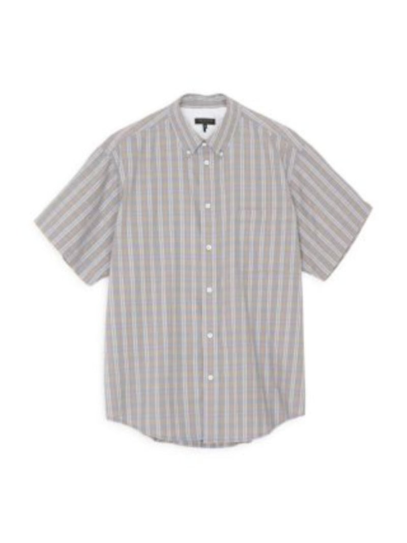 Rag & Bone Light Grey & Blue Plaid Short Sleeve Button Up Shirt