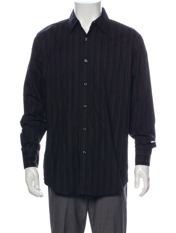 Bruno Black Striped Button Up Shirt