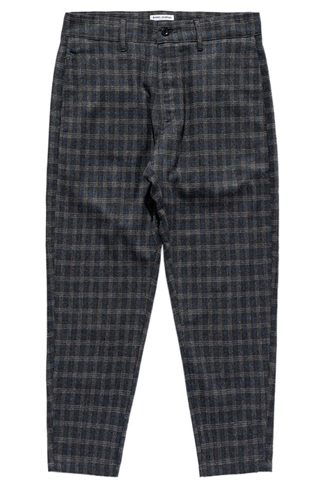 Otrium,Banks Journal, Banks Journal Dark Grey & Blue Plaid Wool Blend Relax Fit Pants, Black, 32W-27L-Tag32