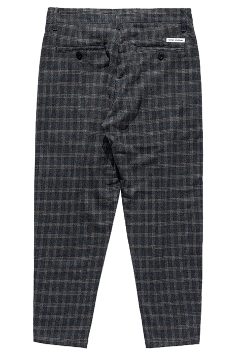 Otrium,Banks Journal, Banks Journal Dark Grey & Blue Plaid Wool Blend Relax Fit Pants, Black, 32W-27L-Tag32