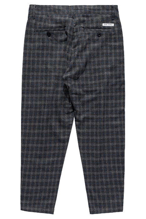 Banks Journal Dark Grey & Blue Plaid Wool Blend Relax Fit Pants