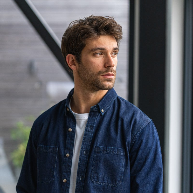 Faire,Billy Belt, Billy Belt Dark Blue Denim Button Up Shirt, Blue, Extra Extra Large-51-TagXXLSmall-40-TagSMedium-42-TagMMedium-43-TagMExtra Large-50-TagXLExtra Large-47-TagXLLarge-45-TagLExtra Large-48-TagXL