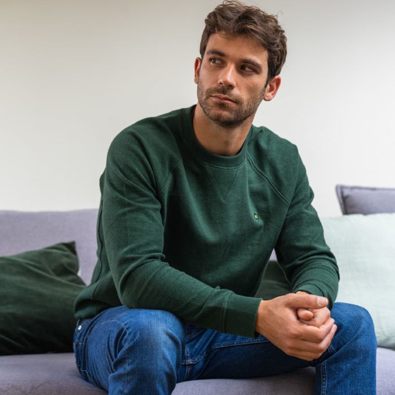 Faire,Billy Belt, Billy Belt Dark Green Crewneck Sweatshirt, Green, Large-45-TagL