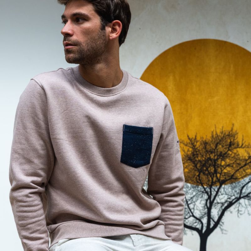Faire,Billy Belt, Billy Belt Heather Taupe Crewneck Sweatshirt, Tan, Medium-43-TagL
