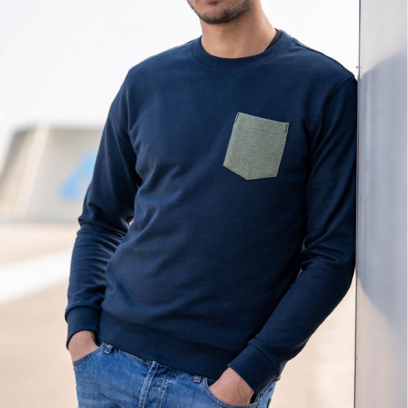 Faire,Billy Belt, Billy Belt Navy Blue Crewneck Sweatshirt, Blue, Medium-42-TagM