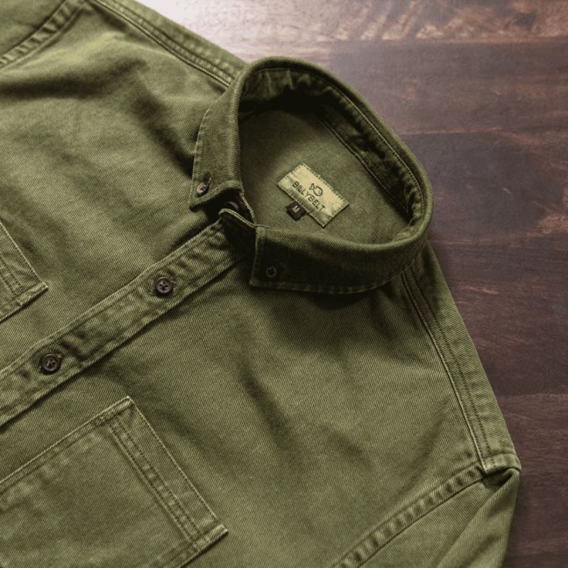 Billy Belt Olive Green Button Up Shirt