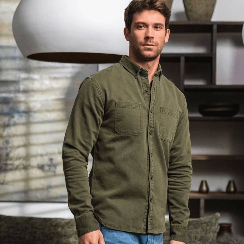Faire,Billy Belt, Billy Belt Olive Green Overshirt, Green, Small-40-TagM