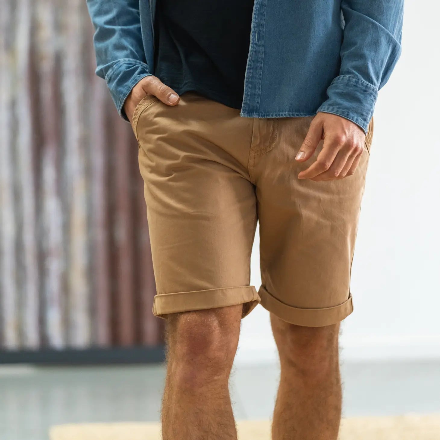 Faire,Billy Belt, Billy Belt Tan Bermuda Shorts, Tan, 32W-8.5L-Tag42