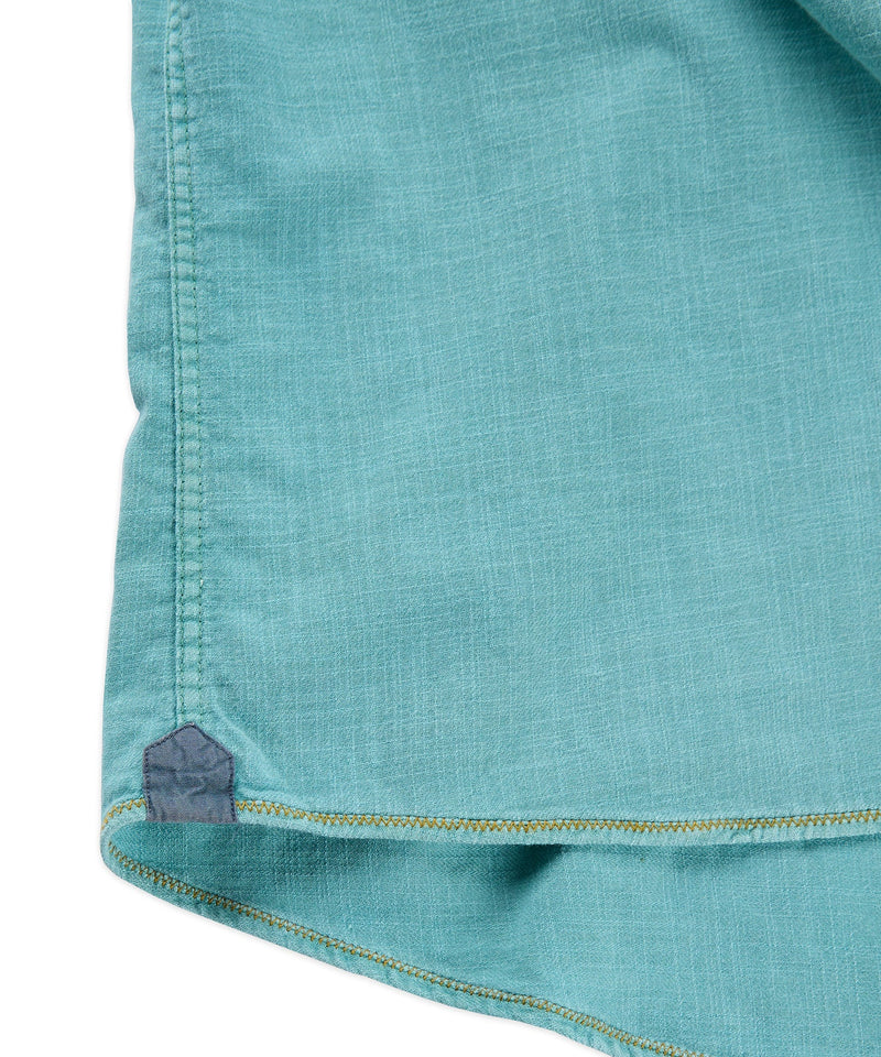 Aqua Green Garment Dyed Shortsleeve Button Up Shirt