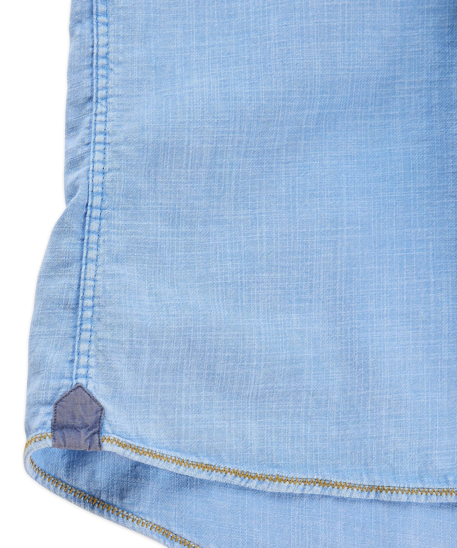 Brand Partner,Borgo28, Borgo28 Blue Garment Dyed Shortsleeve Button Up Shirt, Blue, Large-46-TagL