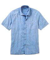 Borgo28 Blue Garment Dyed Shortsleeve Button Up Shirt