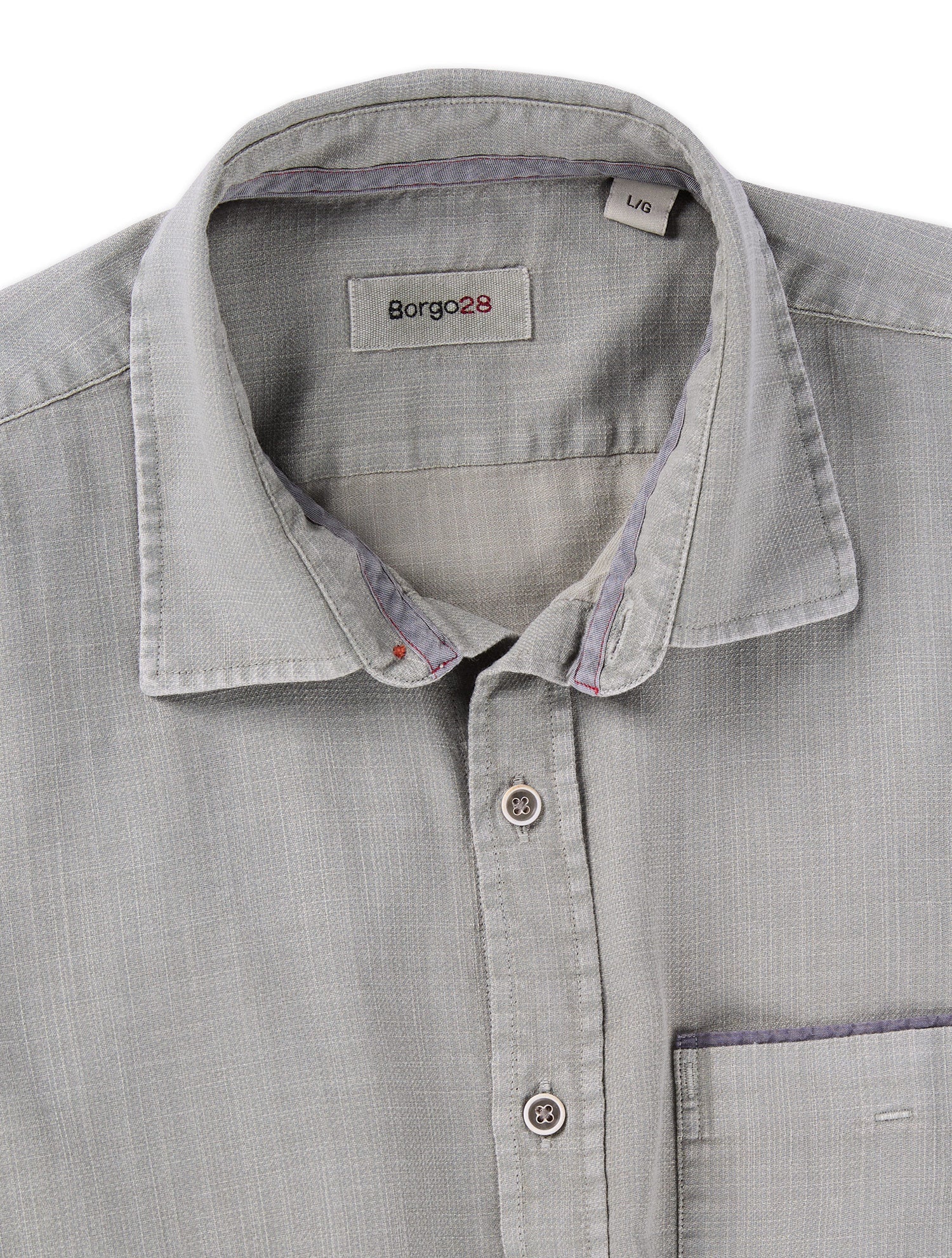 Brand Partner,Borgo28, Borgo28 Pastel Green Garment Washed Long Sleeve Button Up with Chest Pocket, Green, Extra Large-50-TagXL