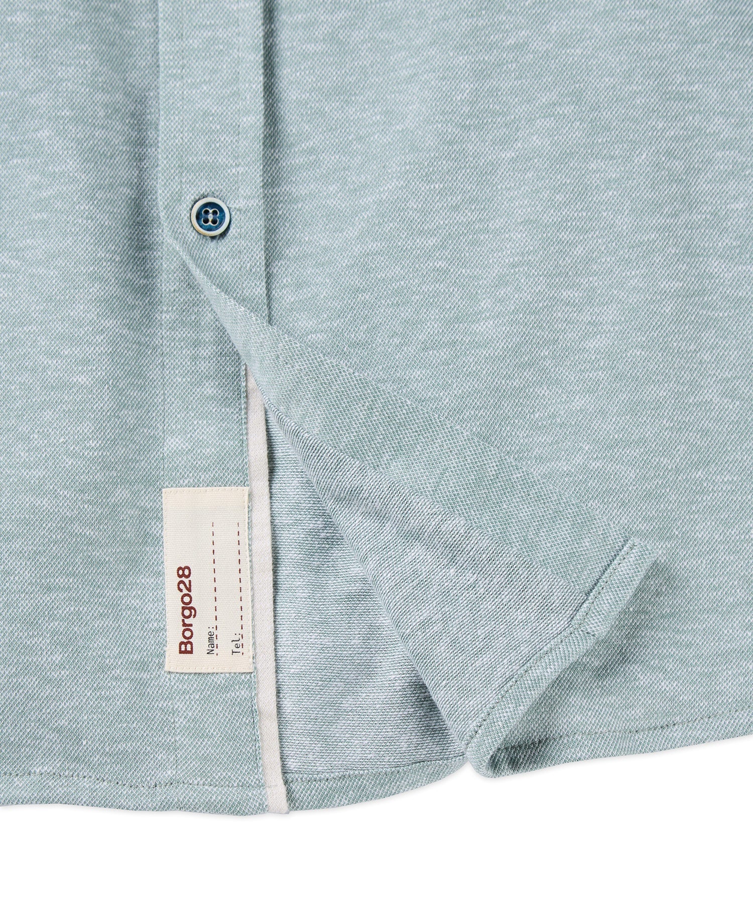 Brand Partner,Borgo28, Borgo28 Pastel Green Knit Linen Blend Shortsleeve Button Up Shirt, Green, Large-46-TagL
