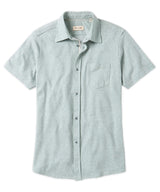 Borgo28 Pastel Green Knit Linen Blend Shortsleeve Button Up Shirt