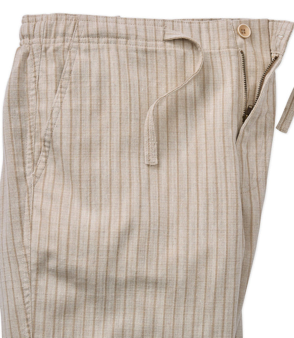 Borgo 28 Sand Striped Linen Blend Drawstring Shorts