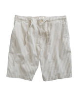 Borgo 28 Sand Striped Linen Blend Drawstring Shorts