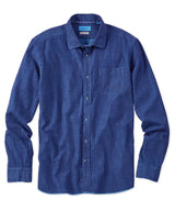 Borgo28 Blue Indigo Long Sleeve Button Up Shirt With Chest Pocket