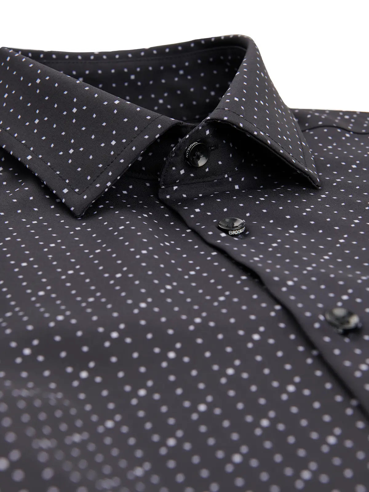 Faire,Brooklyn Brigade, Brooklyn Brigade Black Geo Dot Print Slim Fit Long Sleeve Button Up, Black, Extra Large-50-TagXL