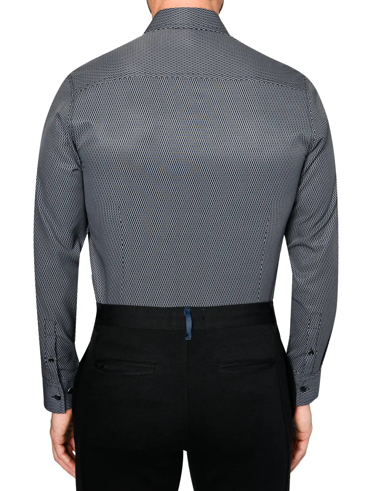 Faire,Brooklyn Brigade, Brooklyn Brigade Dark Grey Mesh Print Slim Fit Long Sleeve Button Up, Grey, Large-43-TagL